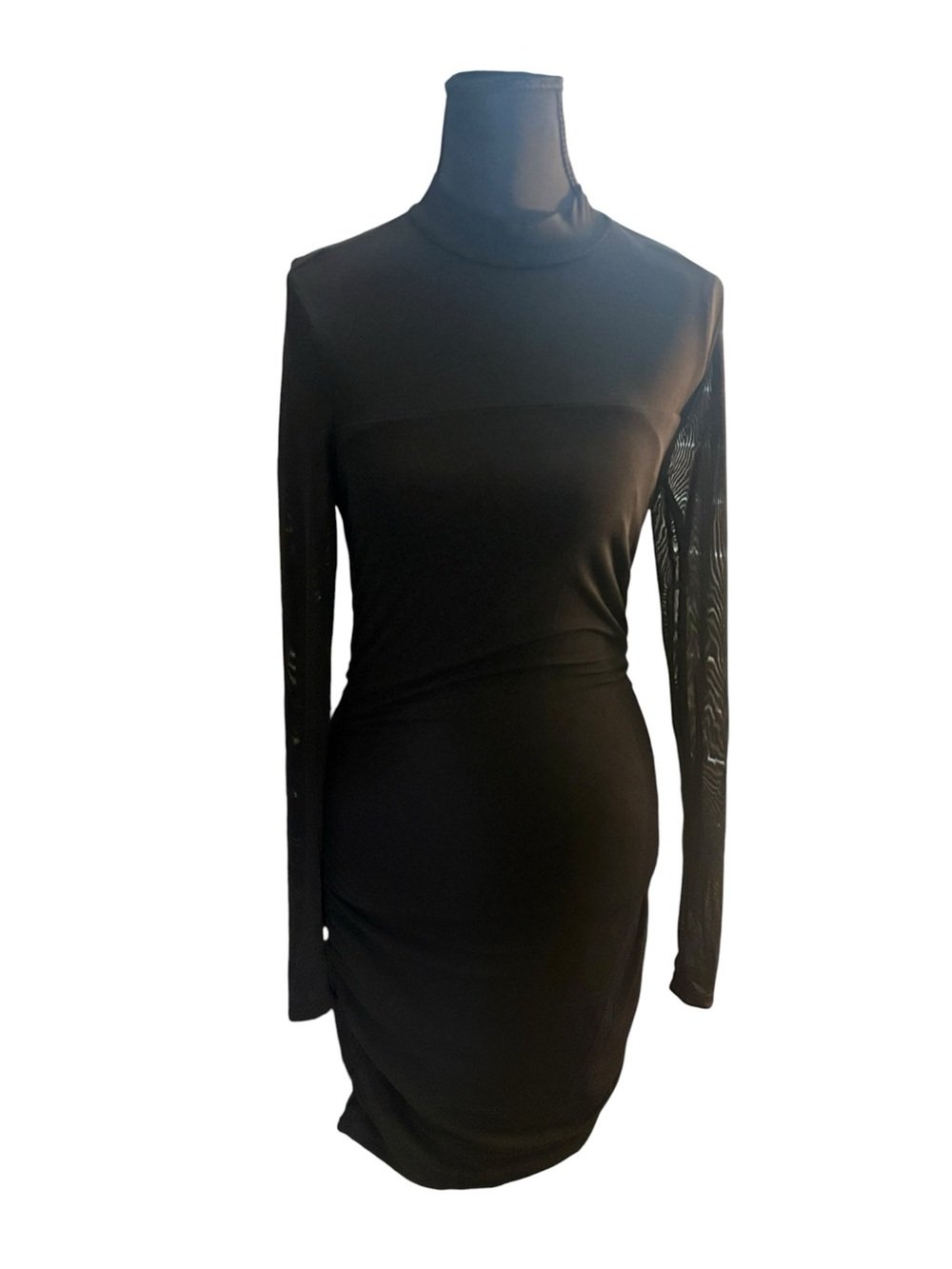 Black Mesh Long Sleeve Bodycon Dress Size Small